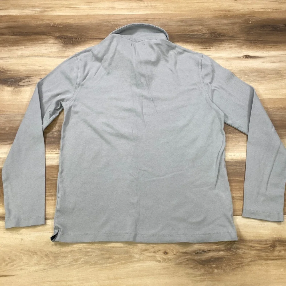 Banana Republic Polo Mens M Classic 100% Cotton Long Sleeve Gray Minimal Casual